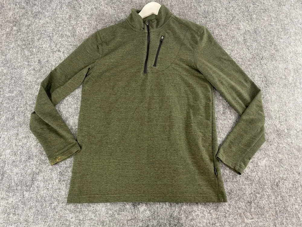 SwissTech Sweater Mens Medium Green Pullover Sweatshirt Quarter Zip N253